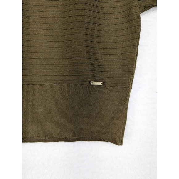 T Tahari Ribbed Short Dolman Sleeve Viscose Blend Sweater V-Neck L - Picture 6 of 13